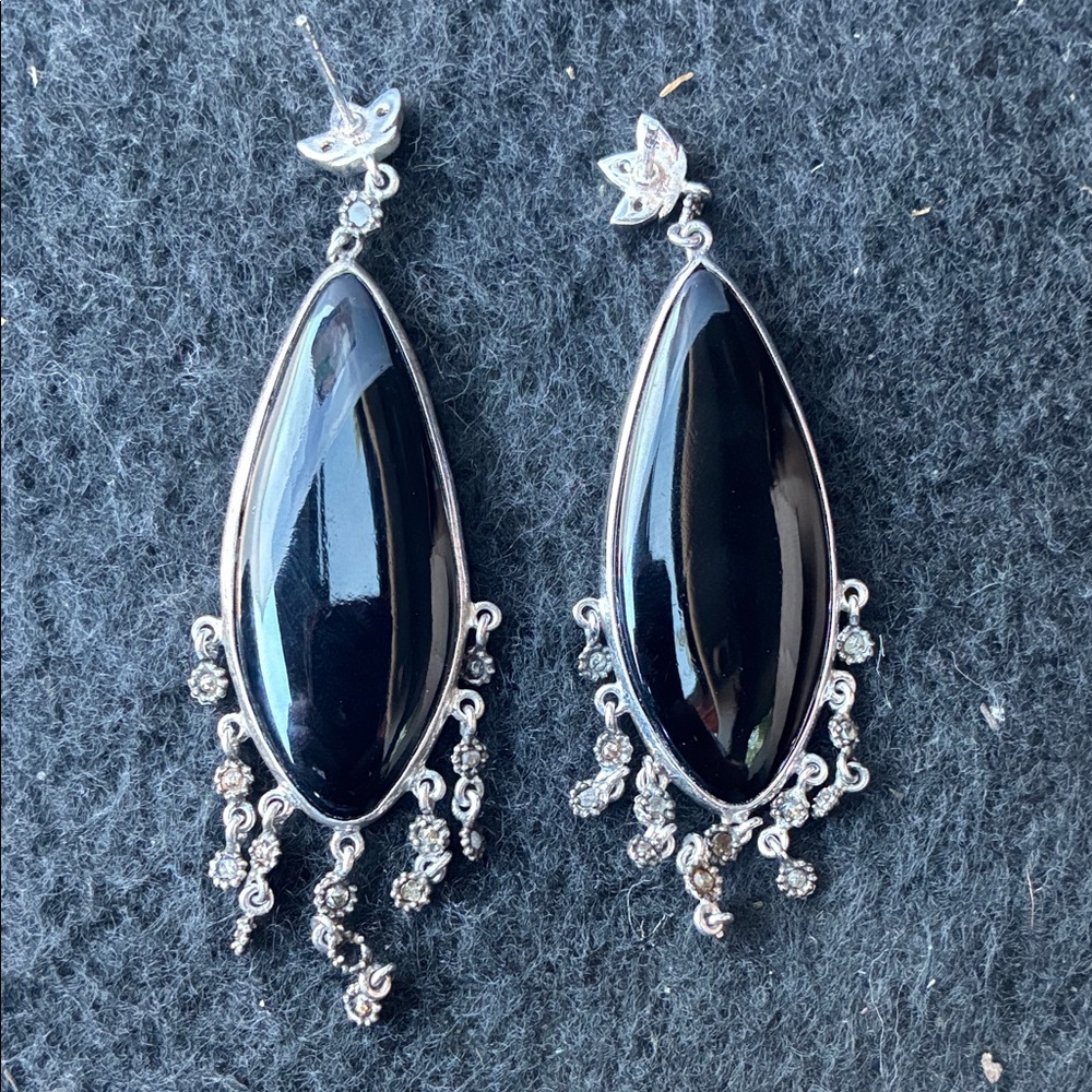 925 Native American Onyx Earrings